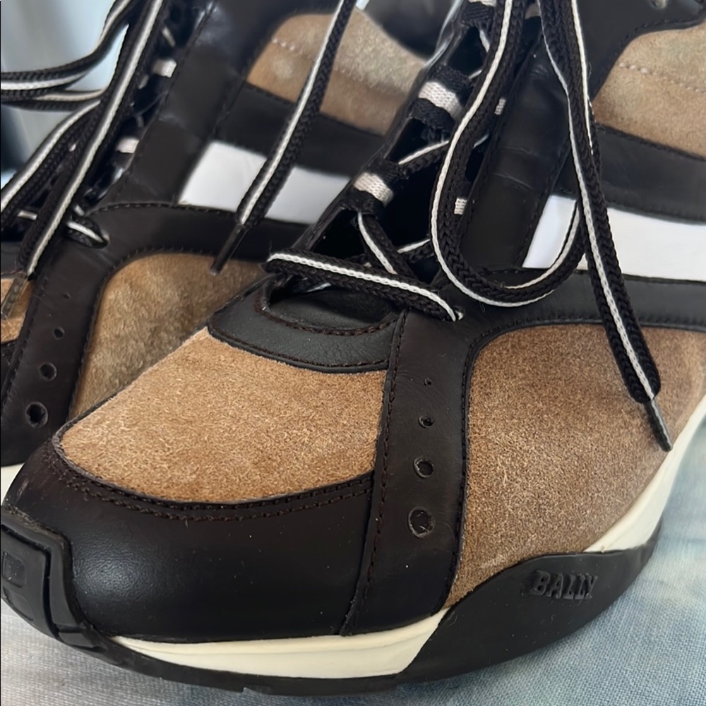 Bally Acandi Suede/Leather Trainers Brown Tan White Sneakers Size 6.5 EU 36.5 - Picture 7 of 11